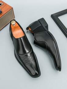 Men's Pointed Toe Formal Business Leather Shoes, Minimalist Commuter Dress Shoes - Multicolor - View 21