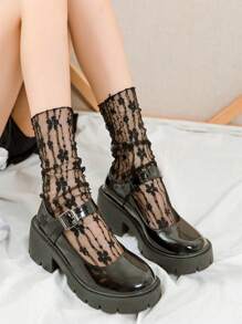 1/2/3 Pairs White Lace Socks For Women, Suitable For Mary Jane Shoes, Mid-Calf Socks With Mesh Lace Trim, Summer Knee-High Socks, Thin For Summer, Ladies Socks, Cute Socks, Girls Socks, Suitable For Spring, Autumn And Winter, Mesh Breathable Details, Moisture-Wicking, Soft And Smooth, Suitable For Various Occasions Like Festivals, Sports, Casual, Business, Can Be Worn Year-Round