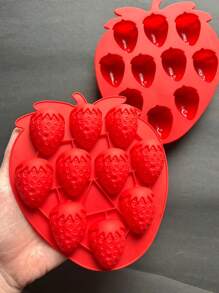 1pc Silicone Strawberry Shaped Ice Cube Tray, Chocolate Mold, Pudding, Jelly, Candy Mold, Whiskey Ice Cube Tray, Frozen Cocktail Whiskey Ice Cube Tray, Kitchen Accessory, Apartment Essential, Party Supplies - Multicolor - View 2