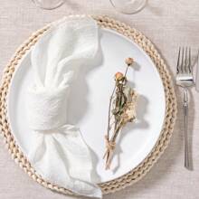 SHEIN X Heather Rae 12pcs Washable Solid Color Soft Napkins, 32*32cm/12.6*12.6in, Suitable For Outdoor Weddings, Baby Showers, Bridal Parties, Sweet Parties, Dinners, Food Photography, Coasters, Hotel Glass Cloths, Kitchen Towels