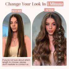 100% 真人发夹式接发一体式发夹长直发夹式假发半头柔软丝滑 #2 深棕色 - S2 - 查看 8