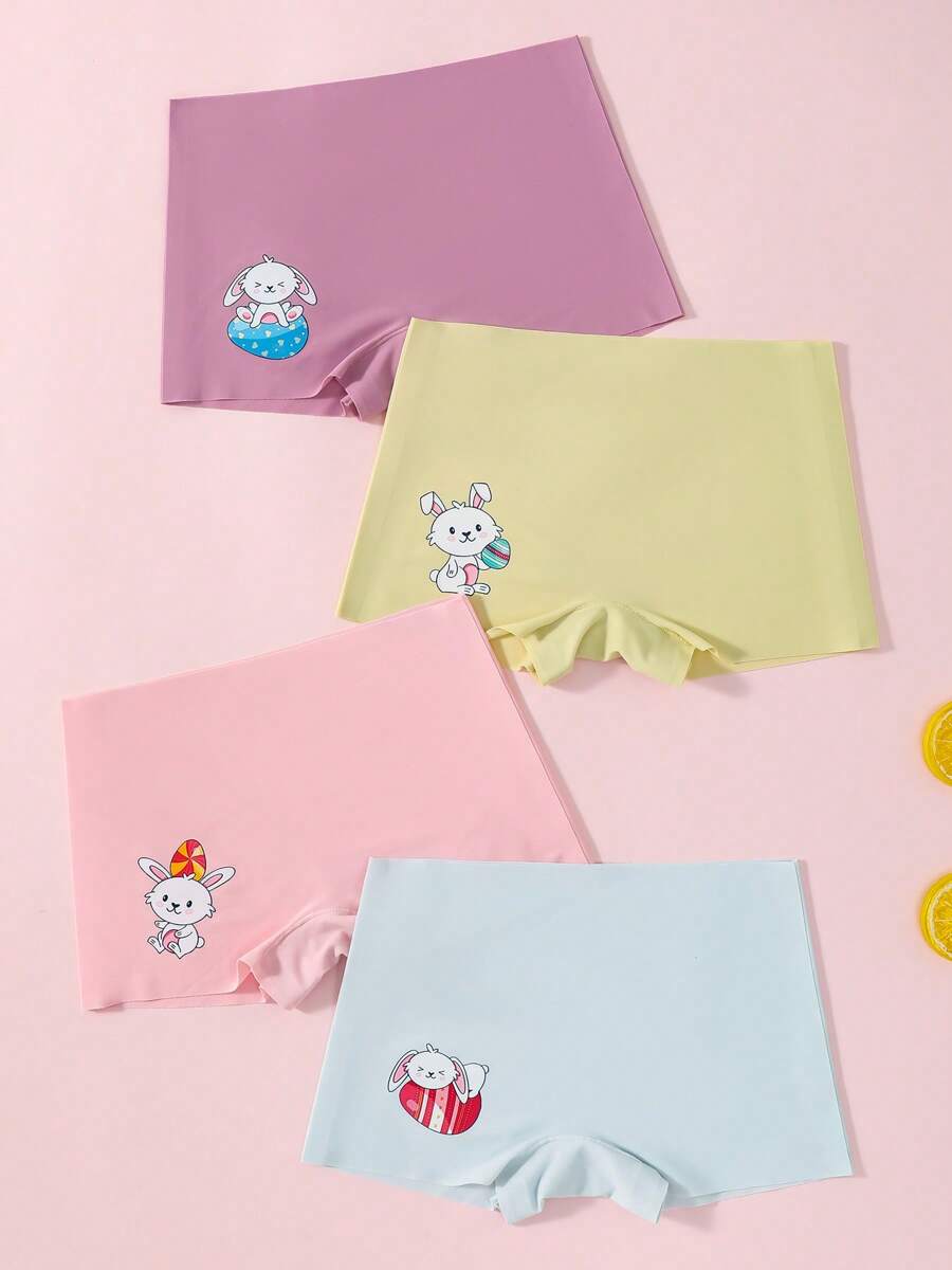 4 件套复活节可爱彩蛋兔子印花女童无缝三角裤