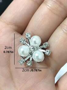10-100pcs Pearl Flower Shaped Rhinestone Buttons Sparkling Crystal Hairpins DIY Handmade Crafts Decoration Clothes Sewing Accessory - Multicolor - View 3