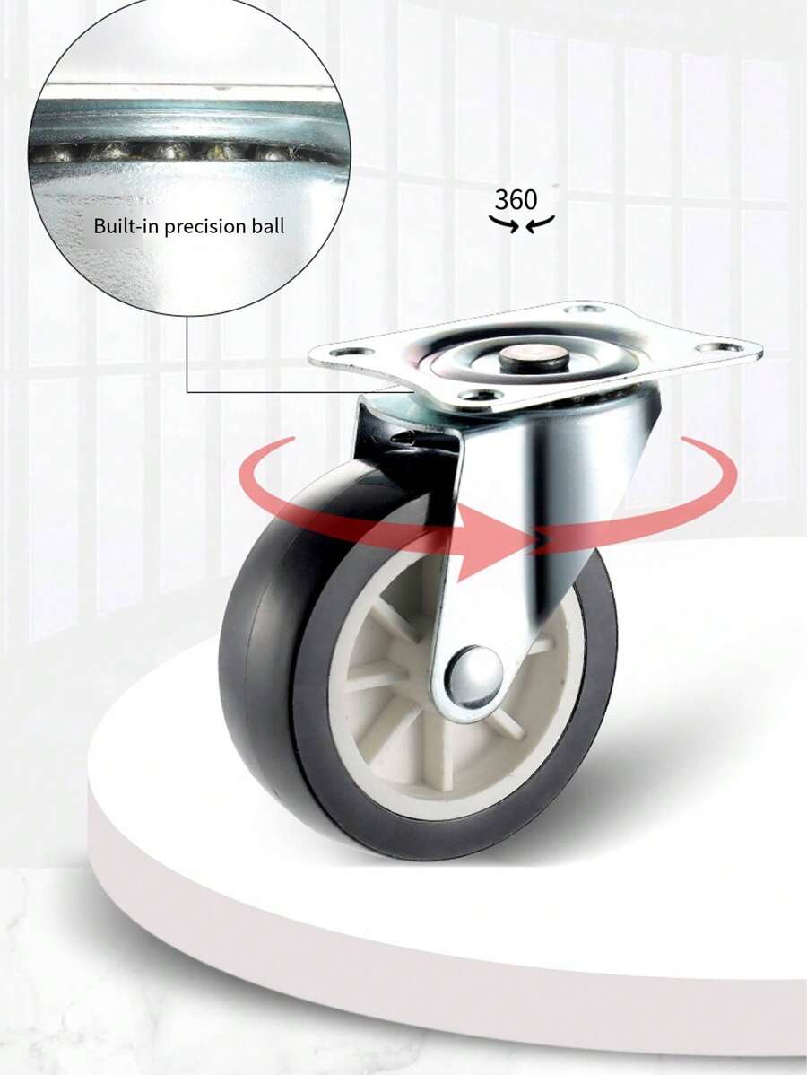 多向旋转脚轮套装，静音轮，树脂滚珠滚轮，粘贴式安装，高负载能力，适用于垃圾桶、储物箱、花盆、茶几和家具，可免费钻孔，学校用品，返校 - 彩色 - 查看 1