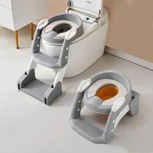 Baby Toilettensitz Hilfsleiter Kinder mit Treppe Toilettentrainer 3 in 1 Kinderleitertoilette mit PU-Pad Höhenverstellbar Klappbar