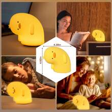 1pc Tilted Duck LED Night Light, Soft Cute Pumpkin Light For Halloween, Children's Silicone Duck Lamp, Dimmable Touch Lamp For Girls Bedroom, Nursery, Breastfeeding, Kindergarten Decor