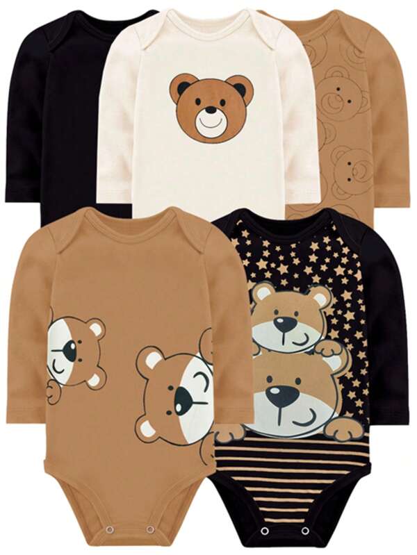 Kit Body Bebê 5 Peças Suedine Urso Dapeen 19372 Preto