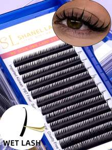 12 Reihen nasse Anime-Stil Manga Wimpernverlängerungen 0,07/0,05 D Curl 8-15mm nasser Look Wimpern A-Form Cosplay Manga Spitzen weiche Wimpern Nerz flauschig Einzelne Russische Volumen Natürliche Vorbereitete Volumen Fächer Falsche Wimpern Zubehör Cilios für Profis