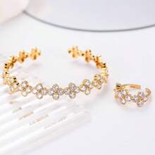 1 套简约时尚女士首饰套装，锆石镶嵌手链和戒指，节日礼物 - S61271 - 查看 25