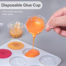 Bộ 50/100 khuôn cốc nhựa dùng một lần, khuôn nhựa silicon, dụng cụ làm đồ trang sức bằng nhựa Epoxy tự làm - Nhiều màu - Xem 8