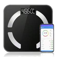 RAF Smart digital badrumsvåg med HD LCD-skärm, 400 Lb kapacitet, kroppssammansättningsanalys, BMI, muskler och fukt, mobilappanslutning, batteridriven (batteri ingår ej) - Svart - Visa 4