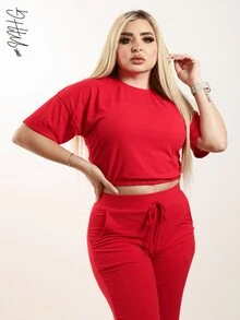 Women Two-Piece Outfits - Red - View 7