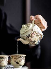 1/2/3 件汝窑复古陶瓷茶杯和茶壶，中式经典吉祥方形功夫茶具，优雅小茶杯，适合居家、茶室或客人，是返校的理想礼物