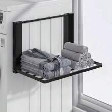 1 pieza Estilo japonés Estante de almacenamiento lateral plegable para lavadora con Adsorción magnética, no requiere instalación - Blanco - Ver 9