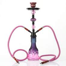 1pc Middle Size Dual Hose Quad Tube Hookah Shisha Set, Glass Hookah Pipe & Accessories, No Electricity Required - one-size - View 6