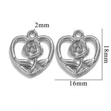 5 Pieces Of 304 Stainless Steel 18k Gold-Plated Vintage Rose Pendant Necklace And Bracelet With Titanium Steel Heart Heart Shape DIY Waterproof Leaf Pendant - Pendant - View 28