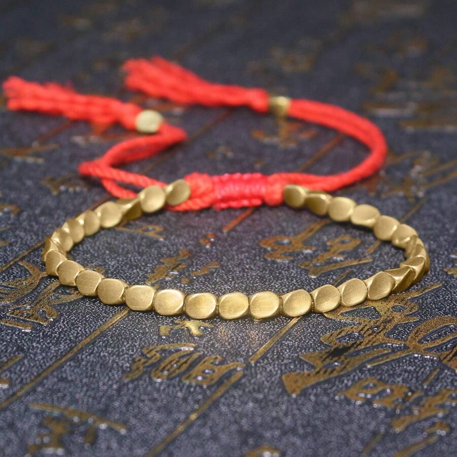 Vòng tay Phật bằng hạt đồng, mang lại may mắn, tài lộc và thịnh vượng - Vòng tay cầu may mắn, giúp thiền định, giữ vững tâm trí, bảo vệ tinh thần, làm thủ công, có thể điều chỉnh kích thước. - Đỏ - Xem 1