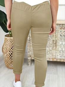 Pantalones informales con cordón para mujer de talla grande