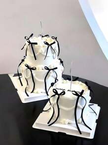 20个黑色丝带蝴蝶结蛋糕装饰，简约蝴蝶结装饰，家居装饰配件，适合家居装饰 - 黑色 - 查看 3