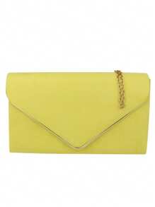 Girly Handbags Womens Faux Suede Envelope Clutch Bag Small - Yellow - View 1