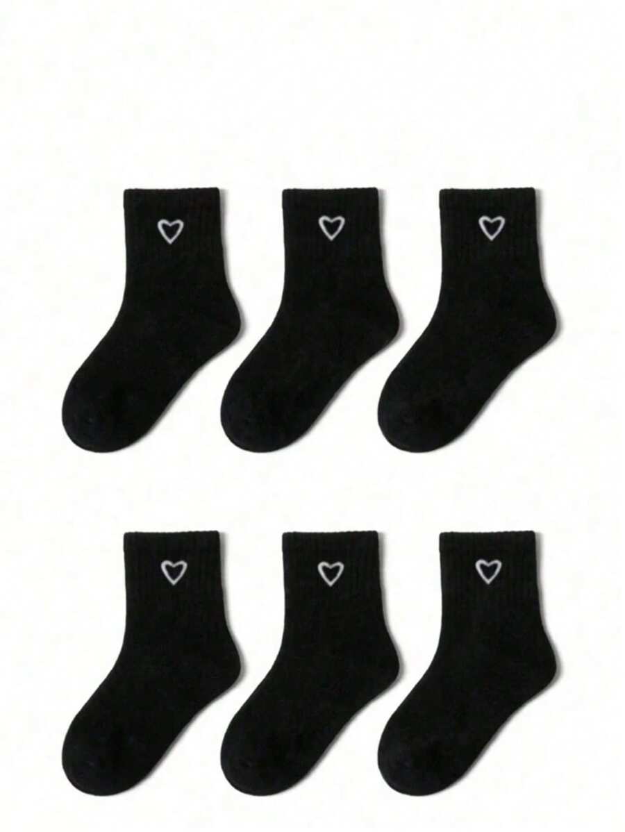 20pcs/10pcs Black Heart Shape Socks For Sports Boys And Girls, Comfortable, Skin-Friendly, Versatile For Everyday Wear, Campus Sports, All Seasons, Classic Versatile Socks, Moisture Wicking, Soft And Smooth. 8/6/2pcs Grey Socks For All Year Round - Multicolor - View 1