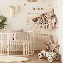 一套 Macrame DreamLights 波西米亚风毛绒动物收纳架，超大号毛绒玩具收纳架，适合存放小型或大型毛绒玩具，可用于婴儿派对礼品