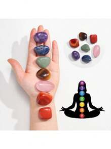 8pcs/Set Of Natural Crystal Stones, Chakra Meditation Spirit Treatment Stones, Room Decoration - Natural Stone + Pendant - View 7