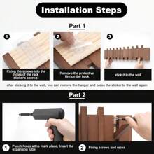 1 szt. Drewniany wieszak ścienny na ubrania, nowoczesny organizer wiszący w stylu fortepianu na ubrania, klucze, czapki, ręczniki, wieszak oszczędzający miejsce w przedpokoju (montaż przykręcany lub bezśrubowy)