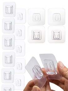 Set de 1/3/5 ganchos con hebilla, soporte adhesivo resistente, adecuado para el hogar, la cocina, el baño, el dormitorio, la oficina - Resistente, sin dejar marcas, para enchufes, marcos de fotos, control remoto - Gancho multifuncional impermeable, práctico, adhesivo, toallero, decoración de pared del dormitorio, perchero, de vuelta al colegio, estantería, organización y almacenamiento, perchero de llaves, perchero de pared para llaves, percha de llaves, gancho adhesivo, colgador de puerta, decoración de la habitación, accesorios de cocina - Multicolor - Ver 9