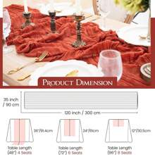 6pcs Rust Brown Cheesecloth Tablecloth, Boho Rustic Sheer Fabric Romantic Table Decor - Suitable For Wedding Party Birthday Bridal Shower Engagement Home Decor