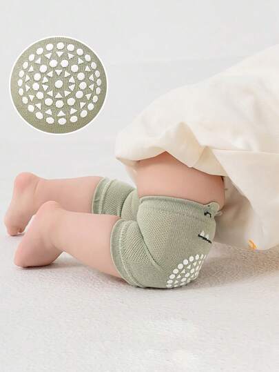 Bộ 5 miếng đệm đầu gối chống trượt cho bé tập bò, miếng đệm đầu gối đan cho trẻ mới biết đi có thiết kế hình khủng long và voi dành cho trẻ sơ sinh tập bò và tập đi
