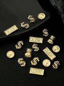 10Pcs/Pack Random Assortment Gold Coin & Dollar Money Bag 3D Nail Art Decorations Nail Supplies Nails Nail Charms Nail Gems