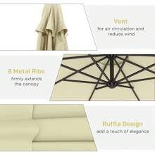 1 Pc Outdoor Beach Umbrella, Double-Sided Sun Umbrella, Large Sunshade Umbrella, Dia.116.1" X 98.4"H, Cover A Wide Range Of Sunlight, The Handle Can Be Raised And Lowered 360 Degrees To Adjust The Umbrella