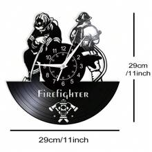 Reloj de pared de vinilo con registro LED de bombero, bombero, departamento de bomberos, decoración luminosa, retro, disco de larga duración, silencioso, sin tictac, reloj de pared profesional, regalo de jubilación para bomberos