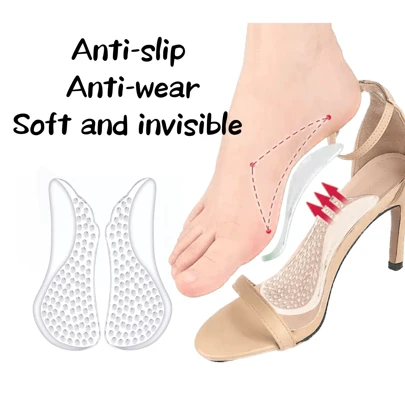 1 par de plantillas de silicona antideslizantes, de 3/4 de longitud, que absorben el sudor, amortiguan los golpes, reducen la presión, son esenciales para viajes y adecuadas para tacones altos, zapatos, zapatos casuales y sandalias