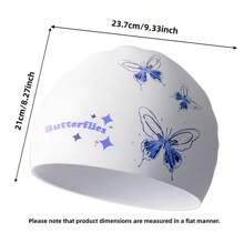 1 件成人复古硅胶蝴蝶图案泳帽，高弹性，海滩必需品，海滩配件，泳池浮球