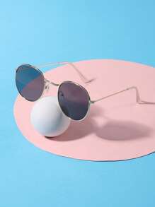 1 PC Teen 14-16Y Metal Round Frame Fashion Gold Eyeglasses For Holiday Outing, Costume Matching - Multicolor - View 5