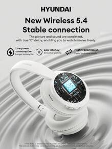 现代 HY-T02MAX 蓝牙耳机，5.4 HIFI 低音，多模式音效，精确降噪，带麦克风的高清通话，低延迟，长电池寿命，简约商务无线耳机，兼容智能手机、平板电脑和电脑 - 彩色 - 查看 4