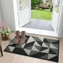 1pc Non-Slip Machine Washable Door Mat, Dirt Resistant Doormats, Indoor And Outdoor Mats, Suitable For Doorway, Hallway, Home Decor Floor Mat - Black - View 4