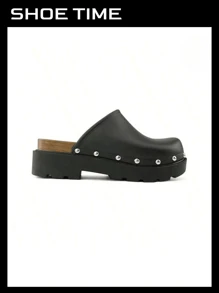 Mule Clog Slip On Platform Closed Toe Sandals - Black - View 1