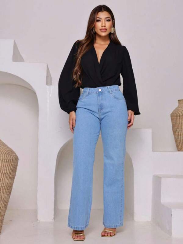 Calça Jeans Feminina Wide Leg Clara Lisa Modelo Novo 2025