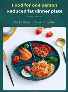 1pc Microwaveable Plastic Divided Tray, Circular Salad Fruit Meal Tray Suitable For Women & Students Who Control Diet And Lose Weight,School Supplies