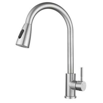 Pull-Out Kitchen Faucet With Hot And Cold Water, Universal Swivel Anti-Splash Spray Gun, One-Button Switch Between Aerated Water And Shower Water,  All-Copper Body Resistant To Corrosion, Modern And Simple Kitchen Sink Faucet, Undermount Installation Without Drilling.