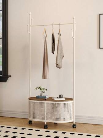 Decoración del hogar, perchero de metal con ruedas para colgar ropa, de estilo crema con diseño de líquenes colgantes, montaje rápido