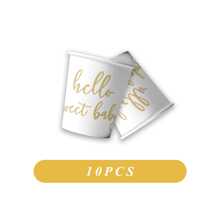10/20pcs Welcome Newborn White Gold Theme Lace Foil Scribble Pattern Party Supplies, Includes 7"/9" Lace Rim Paper Plates, Party Napkins, Paper Cups, Suitable For Birthday Party, Family Gathering, Campfire Night, Outdoor Picnic, Baby Shower, Gender Reveal Party Summer Gifts Wedding Beach Back To School School Supplies Room Decor