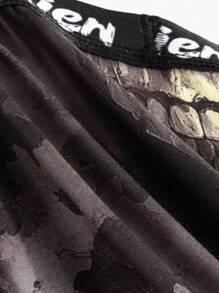 10 件套男士长款涂鸦印花平角内裤，轻便，图案随机，2025 年新款 - 黑色 - 查看 4