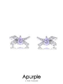 1 Pair Elegant 925 Silver Bowknot Earrings With Cubic Zirconia, Suitable For All Occasions