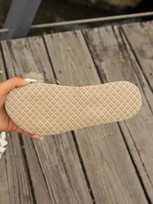 Women's Fashion Casual Striped Bow Decor Flat Outdoor Slippers, Versatile Beach Sandals Suitable For Summer Holiday