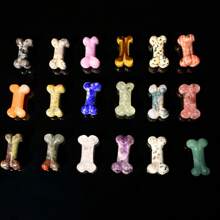 Random 1PC Natural Stone Small Bones Carving, Gemstone Jewelry, Glitter, Easter Gift, Women Gift, Girlfriend Gift, Halloween Gift, Christmas Gift, Home Decoration, Party Decoration, Crystal Ornaments, Table Decoration - Multicolor - View 5