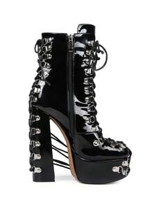 Pointed Toe Block Heel Splicing Knee High Boots For Winter